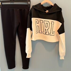 Burls  Black and White Hoodie and Leggings Set